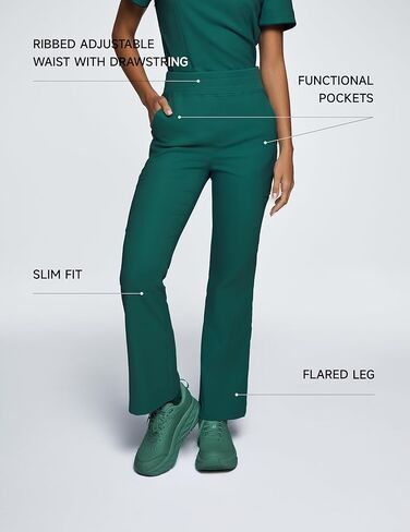 Sedona Flared Scrub Pants for Women – High-Waisted, Slim Flared Fit with 6 Functional Pockets, Stylish Design in Kuwait