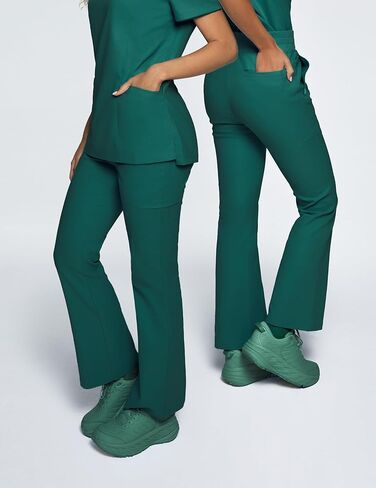 Sedona Flared Scrub Pants for Women – High-Waisted, Slim Flared Fit with 6 Functional Pockets, Stylish Design in Kuwait