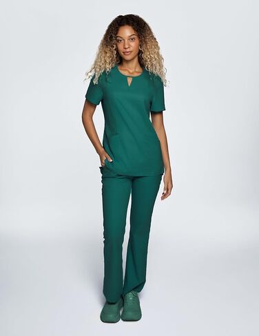 Sedona Flared Scrub Pants for Women – High-Waisted, Slim Flared Fit with 6 Functional Pockets, Stylish Design in Kuwait