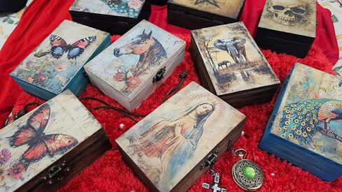 RK Collections Our Lady of Guadalupe Virgin Mother Mary Rosary Box. Vintage Woodem Prayer Box for Religious Gift. Trinket case Holder (6.5 x 4.25 x 2.25 inches) in Saudi Arabia
