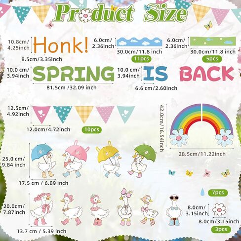 Honk Honk Spring is Back Bulletin Board Decorations Spring Goose Classroom Bulletin Board Set Silly Goose Rainbow Rainy Back to School Supplies for Office Sunday School Wall Door Decor in Saudi Arabia