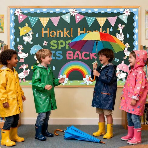 Honk Honk Spring is Back Bulletin Board Decorations Spring Goose Classroom Bulletin Board Set Silly Goose Rainbow Rainy Back to School Supplies for Office Sunday School Wall Door Decor in Saudi Arabia