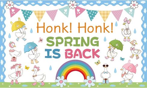 Honk Honk Spring is Back Bulletin Board Decorations Spring Goose Classroom Bulletin Board Set Silly Goose Rainbow Rainy Back to School Supplies for Office Sunday School Wall Door Decor in Saudi Arabia