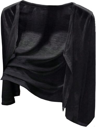 OYOANGLE Women's Plus Size Open Front Bolero Shrug Lightweight Long Sleeve Cropped Cardigan in Saudi Arabia