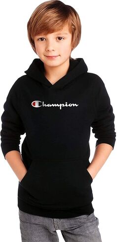Champion Kids Clothes Sweatshirts Youth Heritage Fleece Pull On Hoody Sweatshirt with Hood (X-Large, Heritage Black) in Saudi Arabia