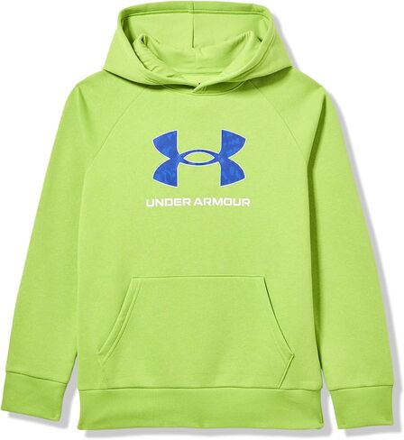 Under Armour Boys' Rival Fleece Big Logo Print Fill Hoodie, (326) Green Vibe / / White, Large in Saudi Arabia