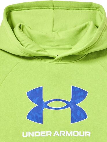 Under Armour Boys' Rival Fleece Big Logo Print Fill Hoodie, (326) Green Vibe / / White, Large in Saudi Arabia