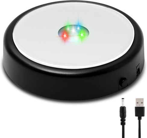 قاعدة إضاءة LED، حامل قاعدة إضاءة ملون مع كابل طاقة USB، قواعد مضاءة فنية للوحة قاعدة عرض زجاجية ثلاثية الأبعاد (اللون: أسود) in Kuwait