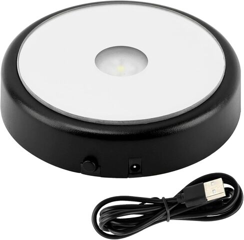 قاعدة إضاءة LED، حامل قاعدة إضاءة ملون مع كابل طاقة USB، قواعد مضاءة فنية للوحة قاعدة عرض زجاجية ثلاثية الأبعاد (اللون: أسود) in Kuwait