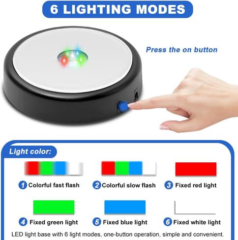 قاعدة إضاءة LED، حامل قاعدة إضاءة ملون مع كابل طاقة USB، قواعد مضاءة فنية للوحة قاعدة عرض زجاجية ثلاثية الأبعاد (اللون: أسود) in Kuwait