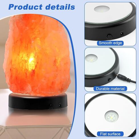 قاعدة إضاءة LED، حامل قاعدة إضاءة ملون مع كابل طاقة USB، قواعد مضاءة فنية للوحة قاعدة عرض زجاجية ثلاثية الأبعاد (اللون: أسود) in Kuwait