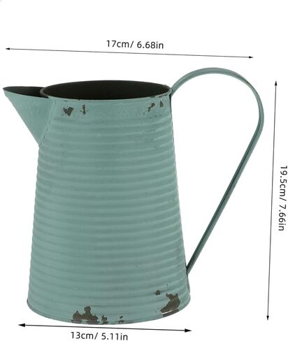 Vintage Iron Watering Can Flower Pot for Home Decoration Rustic Metal Pitcher Planter Handle Decorative Container for Indoor and Outdoor Plants Random Color in Saudi Arabia