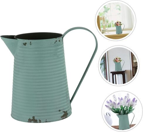 Vintage Iron Watering Can Flower Pot for Home Decoration Rustic Metal Pitcher Planter Handle Decorative Container for Indoor and Outdoor Plants Random Color in Saudi Arabia