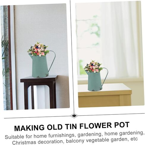 Vintage Iron Watering Can Flower Pot for Home Decoration Rustic Metal Pitcher Planter Handle Decorative Container for Indoor and Outdoor Plants Random Color in Saudi Arabia