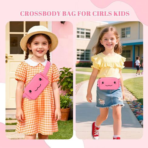 حقيبة فاني باك كروس للبنات، حقيبة خصر كرتونية مع حزام قابل للتعديل لعيد الميلاد وهدايا شخصية للفتيات المراهقات، حقيبة فاني باك كروس بحزام حقيبة أشياء عصرية لطيفة (وردي) in Kuwait