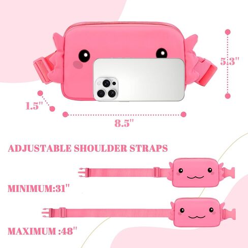 حقيبة فاني باك كروس للبنات، حقيبة خصر كرتونية مع حزام قابل للتعديل لعيد الميلاد وهدايا شخصية للفتيات المراهقات، حقيبة فاني باك كروس بحزام حقيبة أشياء عصرية لطيفة (وردي) in Kuwait