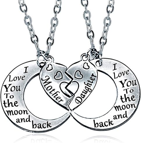 Gifts for Mom I Love You to the Moon and Back Mother Daughter Necklaces Pendant 2pc set Mothers Day Gifts in Saudi Arabia