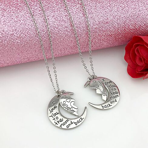 Gifts for Mom I Love You to the Moon and Back Mother Daughter Necklaces Pendant 2pc set Mothers Day Gifts in Saudi Arabia