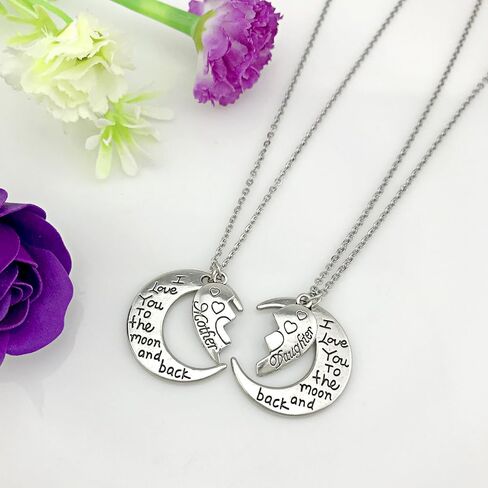Gifts for Mom I Love You to the Moon and Back Mother Daughter Necklaces Pendant 2pc set Mothers Day Gifts in Saudi Arabia
