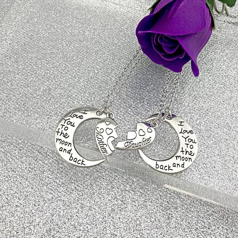 Gifts for Mom I Love You to the Moon and Back Mother Daughter Necklaces Pendant 2pc set Mothers Day Gifts in Saudi Arabia