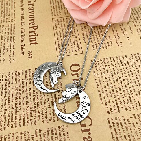 Gifts for Mom I Love You to the Moon and Back Mother Daughter Necklaces Pendant 2pc set Mothers Day Gifts in Saudi Arabia