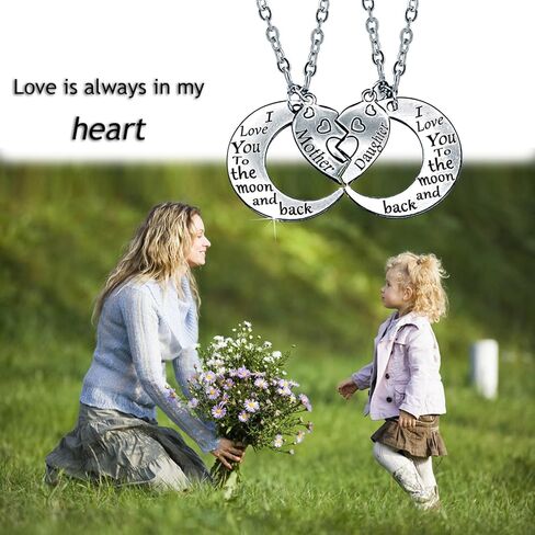 Gifts for Mom I Love You to the Moon and Back Mother Daughter Necklaces Pendant 2pc set Mothers Day Gifts in Saudi Arabia