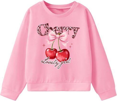 سويت شيرت للفتيات من SweatyRocks بطبعة جلد الفهد الكرزي وأكمام طويلة على شكل فيونكة لطيفة in Saudi Arabia