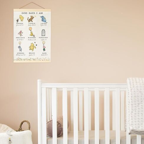 Winnie Biblical Affirmations Wall Art, The Pooh Canvas Wall Art Painting for Room, Wooden Hanging Rod Religious Gifts, Nursery Decoration For Boy or Girl in Saudi Arabia
