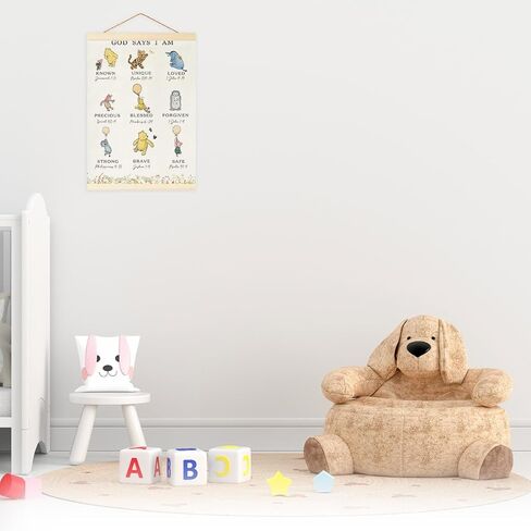 Winnie Biblical Affirmations Wall Art, The Pooh Canvas Wall Art Painting for Room, Wooden Hanging Rod Religious Gifts, Nursery Decoration For Boy or Girl in Saudi Arabia