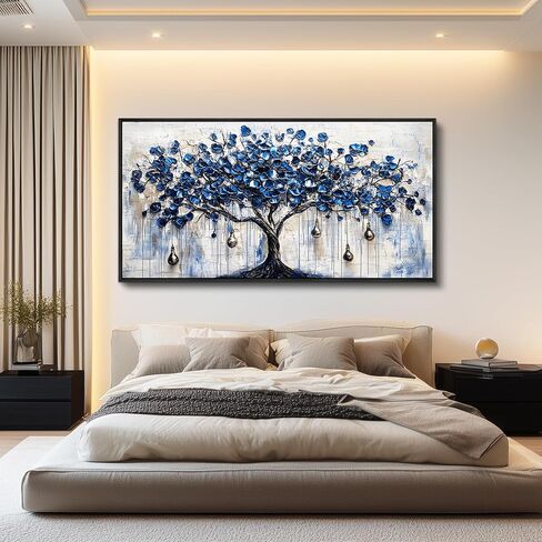 XIGUANGART Tree of Life Large Wall Art Modern Abstract Paintings Watercolor Blue Farmhouse Framed Artwork for Walls Canvas Prints Pictures Wall Decor for Living Room Bedroom Home Office Decoration in Saudi Arabia
