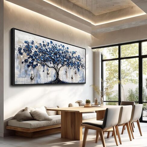 XIGUANGART Tree of Life Large Wall Art Modern Abstract Paintings Watercolor Blue Farmhouse Framed Artwork for Walls Canvas Prints Pictures Wall Decor for Living Room Bedroom Home Office Decoration in Saudi Arabia