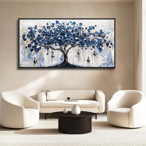 XIGUANGART Tree of Life Large Wall Art Modern Abstract Paintings Watercolor Blue Farmhouse Framed Artwork for Walls Canvas Prints Pictures Wall Decor for Living Room Bedroom Home Office Decoration in Saudi Arabia