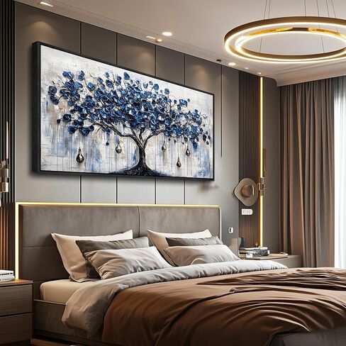 XIGUANGART Tree of Life Large Wall Art Modern Abstract Paintings Watercolor Blue Farmhouse Framed Artwork for Walls Canvas Prints Pictures Wall Decor for Living Room Bedroom Home Office Decoration in Saudi Arabia