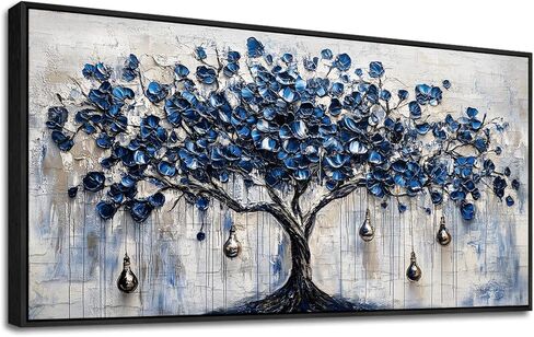 XIGUANGART Tree of Life Large Wall Art Modern Abstract Paintings Watercolor Blue Farmhouse Framed Artwork for Walls Canvas Prints Pictures Wall Decor for Living Room Bedroom Home Office Decoration in Saudi Arabia