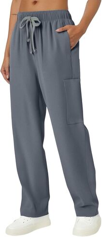 Scrub Pants for Women with Multi Pockets - Soft Stretch Scrub Bottoms Medical Nurse Cargo Pants in Saudi Arabia