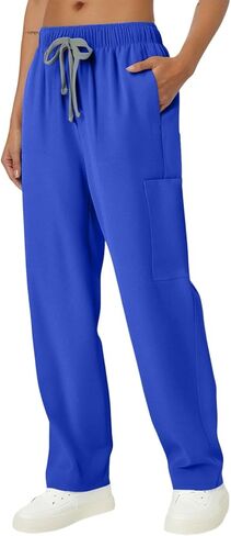 Scrub Pants for Women with Multi Pockets - Soft Stretch Scrub Bottoms Medical Nurse Cargo Pants in Saudi Arabia