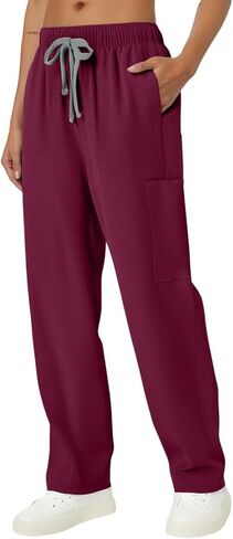 Scrub Pants for Women with Multi Pockets - Soft Stretch Scrub Bottoms Medical Nurse Cargo Pants in Saudi Arabia