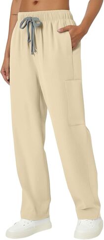 Scrub Pants for Women with Multi Pockets - Soft Stretch Scrub Bottoms Medical Nurse Cargo Pants in Saudi Arabia
