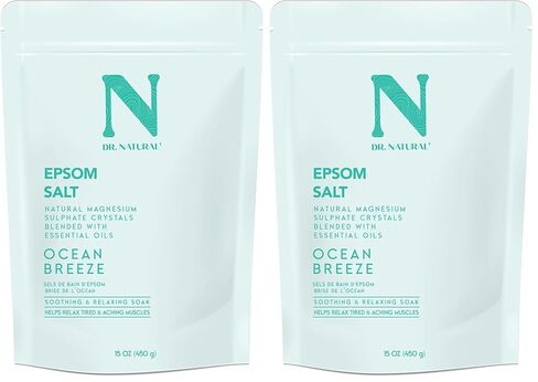Dr. Natural Epsom Salt - Bath Salts for Stress Relief - Relaxing, Softening Epsom Salt Bath Soak - Magnesium Boost - Green Tea and Chamomile - 15 oz in Kuwait