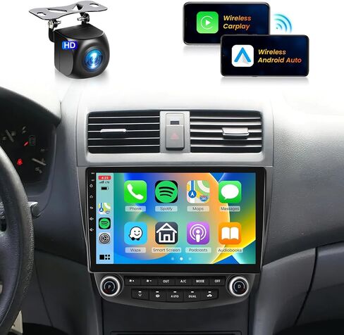 Android Car Stereo Radio for Honda Accord 2003 2004 2005 2006 2007,Podofo 10.1 inch HD IPS Touch Screen Car Stereo in Dash Navigation GPS Units with Mirror Link WiFi Bluetooth FM/RDS Backup Camera Mic in Saudi Arabia