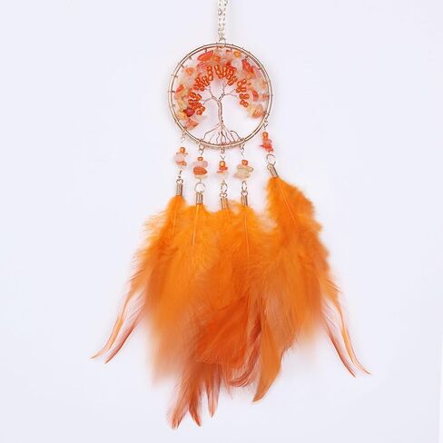 Pretty Jolly Small Tree of Life Crystal Stone Dream Catchers Pink Feathers Mini Dreamcatchers for Cars Rear View Mirror Hanging Decoration Good Luck Travel Charm Bedroom Ornaments for Women Girls in Saudi Arabia