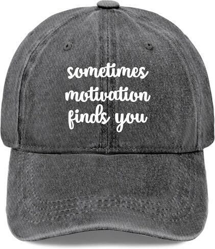 Sometimes Motivation Finds You Sun hat USA Cowboy hat Funny Hats Gifts for Dad Baseball Hat Light Grey in Saudi Arabia