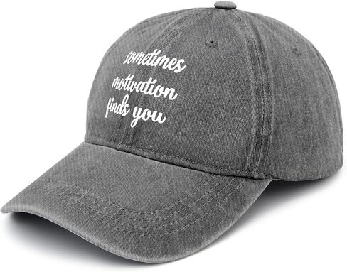 Sometimes Motivation Finds You Sun hat USA Cowboy hat Funny Hats Gifts for Dad Baseball Hat Light Grey in Saudi Arabia