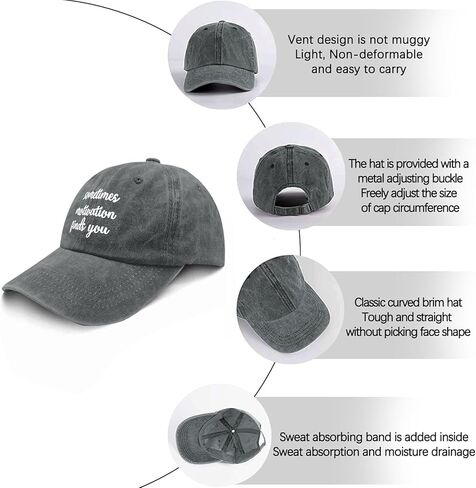 Sometimes Motivation Finds You Sun hat USA Cowboy hat Funny Hats Gifts for Dad Baseball Hat Light Grey in Saudi Arabia