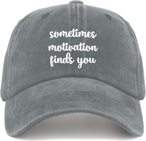 Sometimes Motivation Finds You Sun hat USA Cowboy hat Funny Hats Gifts for Dad Baseball Hat Light Grey in Saudi Arabia