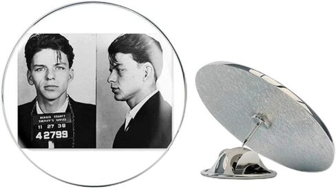 Frank Sinatra Arrested Police Mugshot 1938 Round Metal 0.75" Lapel Pin Hat Shirt Pin Tie Tack Pinback in Saudi Arabia