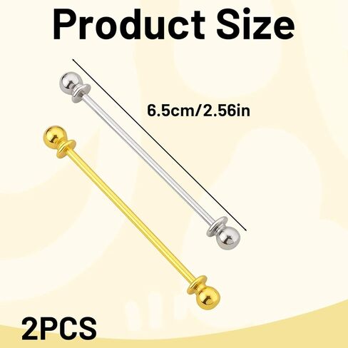 2 Pcs Collar Pins for Men, Tie Pins for Men Dress Shirts, Gold Tie Bar, Shirt Pins for Formal Attire, Collar Clips for Professional Look in Kuwait