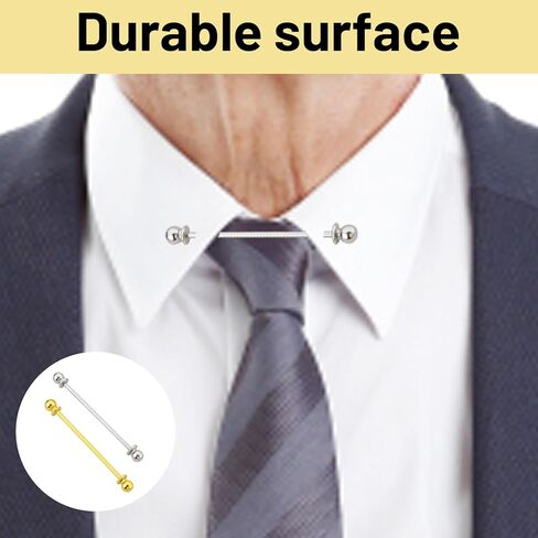 2 Pcs Collar Pins for Men, Tie Pins for Men Dress Shirts, Gold Tie Bar, Shirt Pins for Formal Attire, Collar Clips for Professional Look in Kuwait