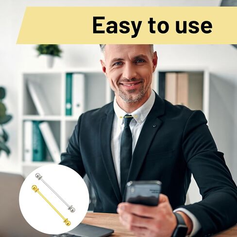 2 Pcs Collar Pins for Men, Tie Pins for Men Dress Shirts, Gold Tie Bar, Shirt Pins for Formal Attire, Collar Clips for Professional Look in Kuwait