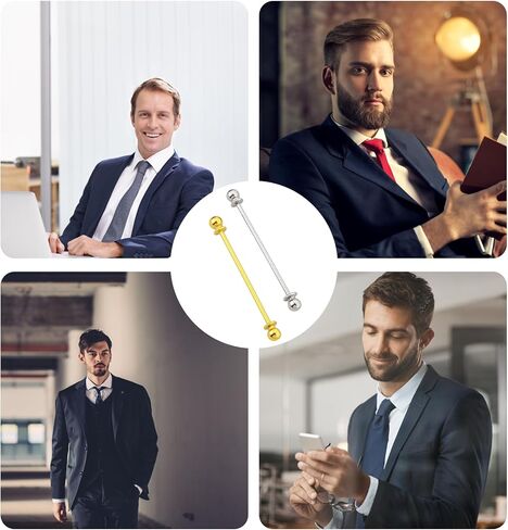 2 Pcs Collar Pins for Men, Tie Pins for Men Dress Shirts, Gold Tie Bar, Shirt Pins for Formal Attire, Collar Clips for Professional Look in Kuwait